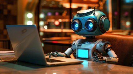 cute robot working in the office