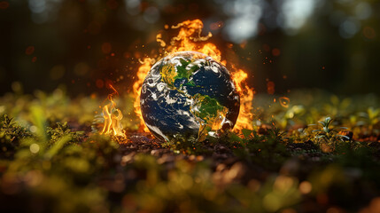 Obraz na płótnie Canvas earth burning illustration
