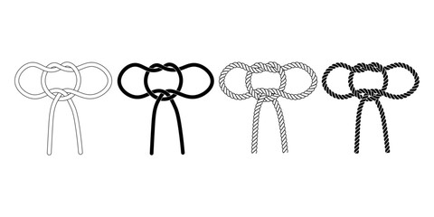 Handcuff knot or hobble knot rope icon set - obrazy, fototapety, plakaty
