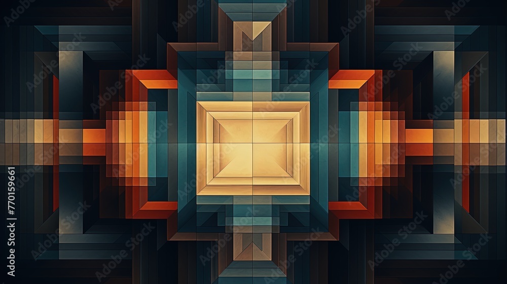 Poster a geometric background with overlapping squares in a symmetrical arrangement