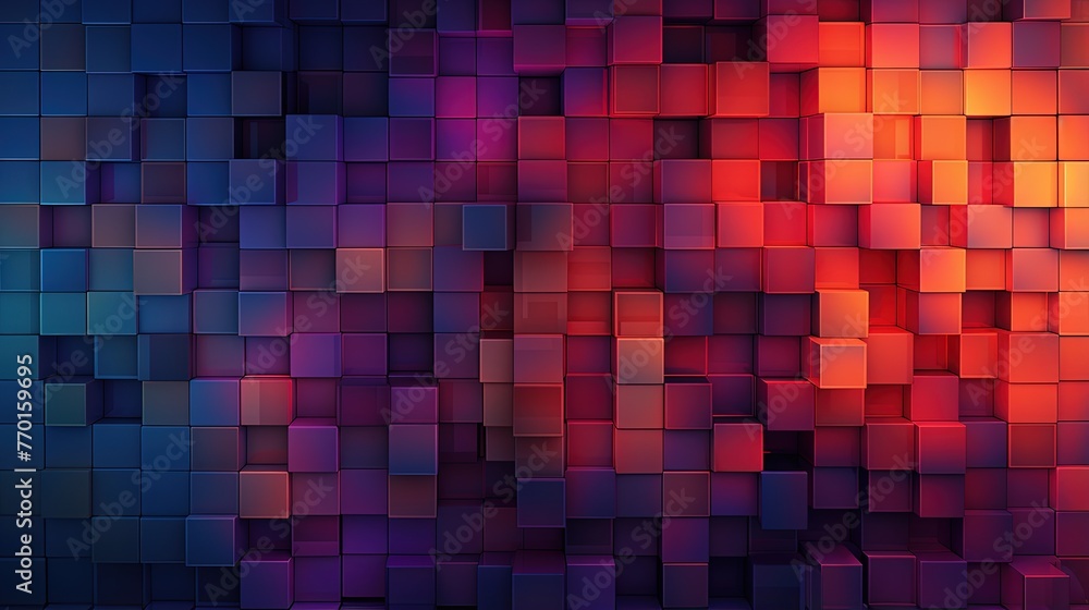 Poster a geometric background with square tiles in a pixelated digital style