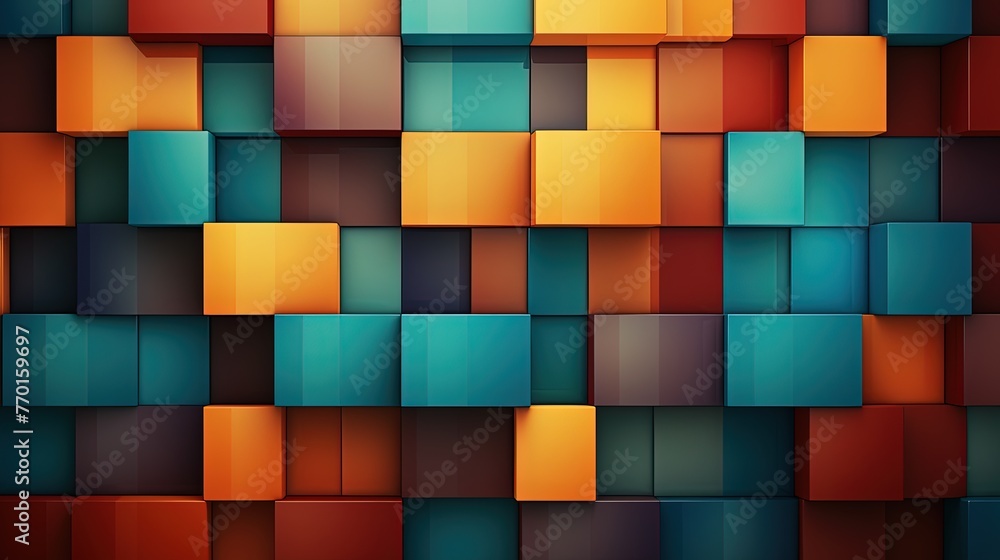 Poster a geometric background with square tiles in a retro inspired design
