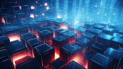Fototapeta premium a futuristic grid of pulsating squares with glowing energy