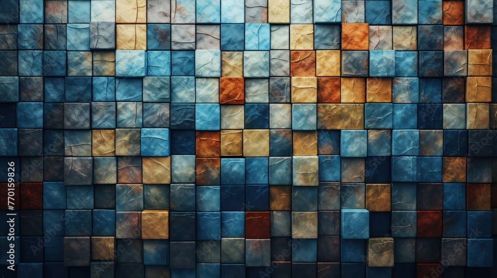 Poster a patterned background with square tiles forming a geometric mosaic