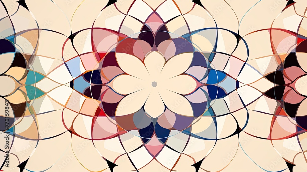Poster a seamless pattern of interconnected circles in a radial arrangement