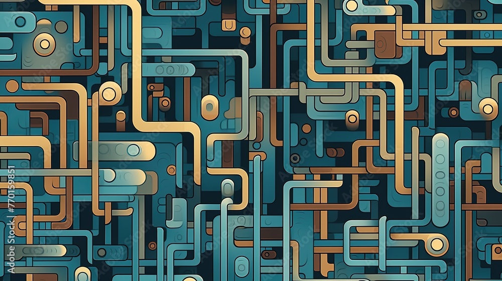 Poster a seamless pattern of interconnected lines forming an intricate geometric maze