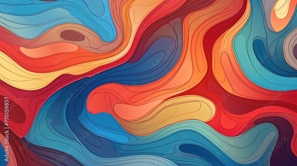 Poster a seamless pattern of interconnected curves in a flowing composition
