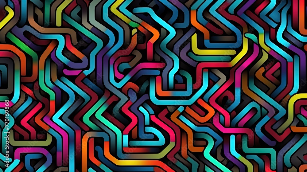 Poster a seamless pattern of interconnected lines forming an intricate geometric maze