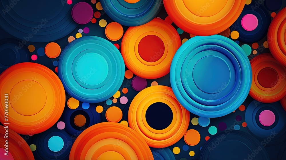 Poster an abstract background with concentric circles in contrasting colors