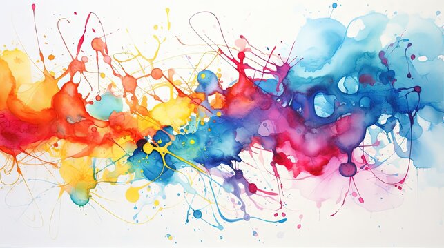 abstract watercolor painting with vibrant splashes of color