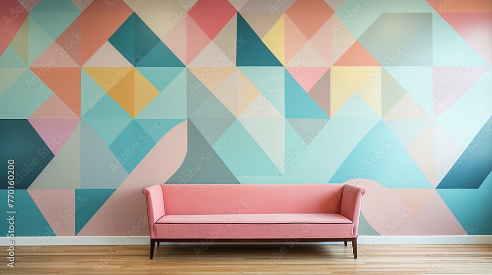 Poster diamond patterns in a harmonious arrangement and a pastel color scheme