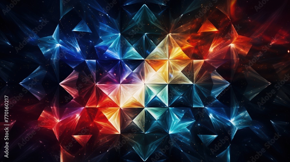 Poster diamond shaped elements creating a kaleidoscopic effect