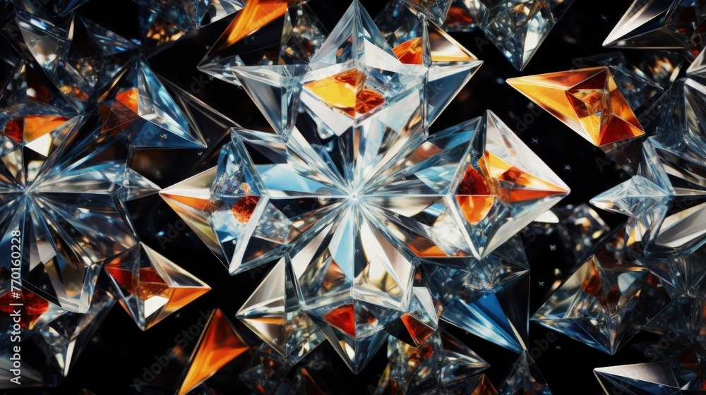Poster diamond shaped elements creating a kaleidoscopic effect