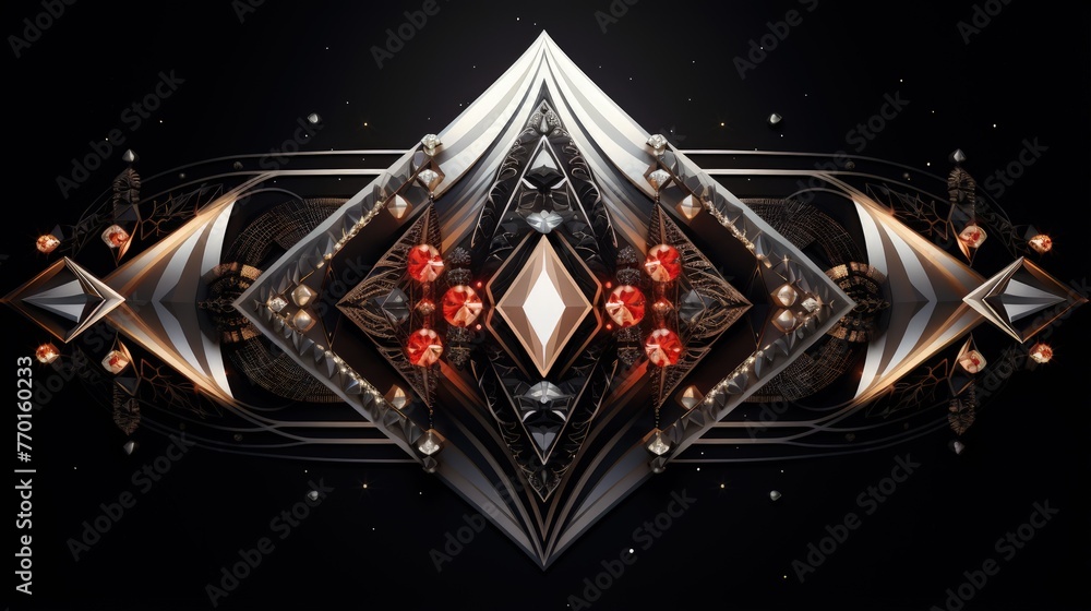 Poster diamond shaped elements in a symmetrical and harmonious layout