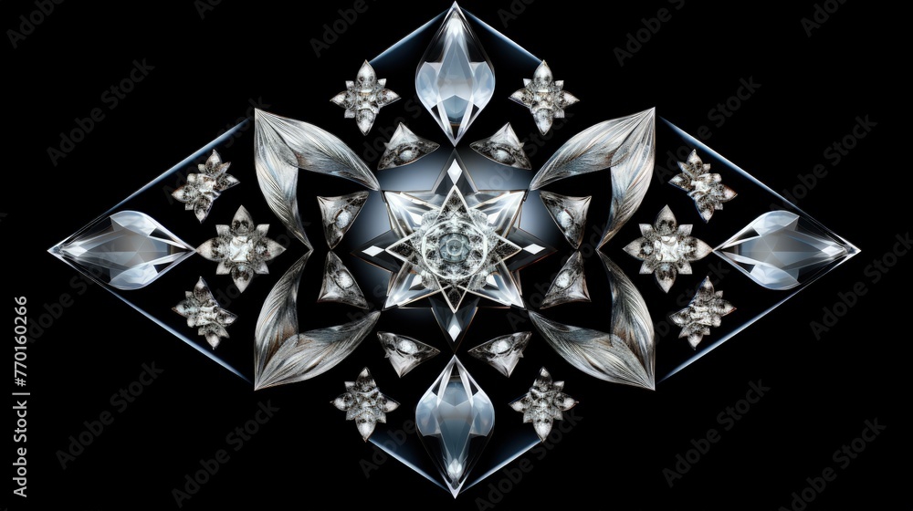 Poster diamond shaped elements in a symmetrical and harmonious layout