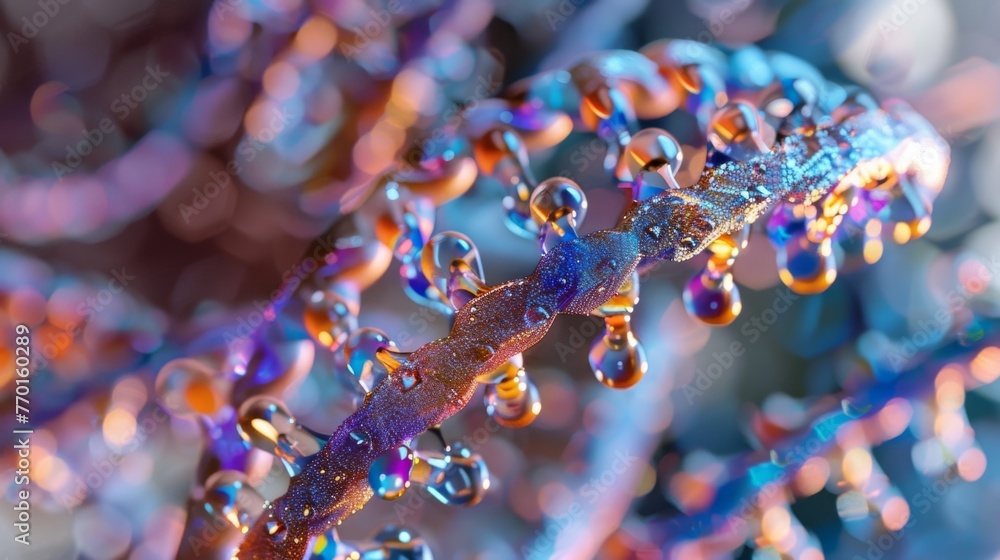 Poster a closeup of a section of dna reveals the intricate double helix structure with different colored ba