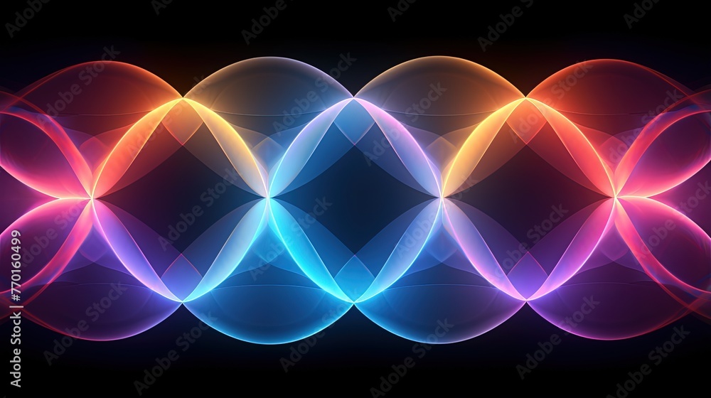 Poster grid of interconnected ellipses in a mesmerizing and hypnotic formation with gradient overlays