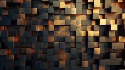geometric cubes in metallic tones forming a futuristic tapestry