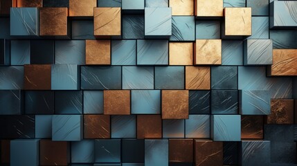 geometric cubes in metallic shades forming a futuristic mosaic pattern