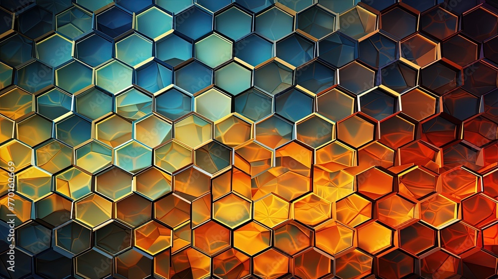 Poster hexagonal grid with a kaleidoscopic effect