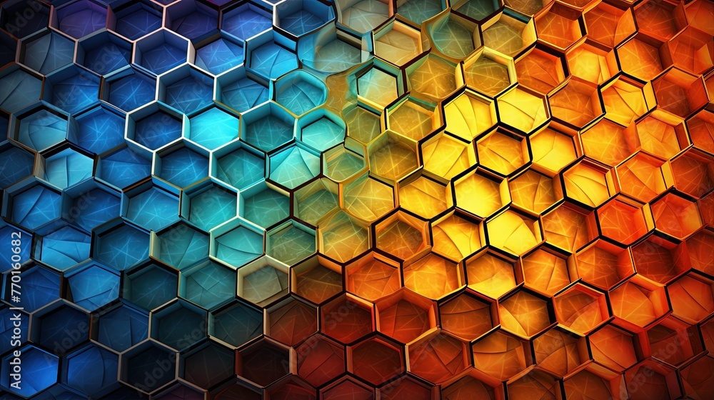 Poster hexagonal grid with a kaleidoscopic effect