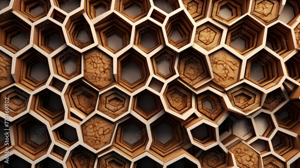 Poster hexagonal honeycomb pattern with intricate details