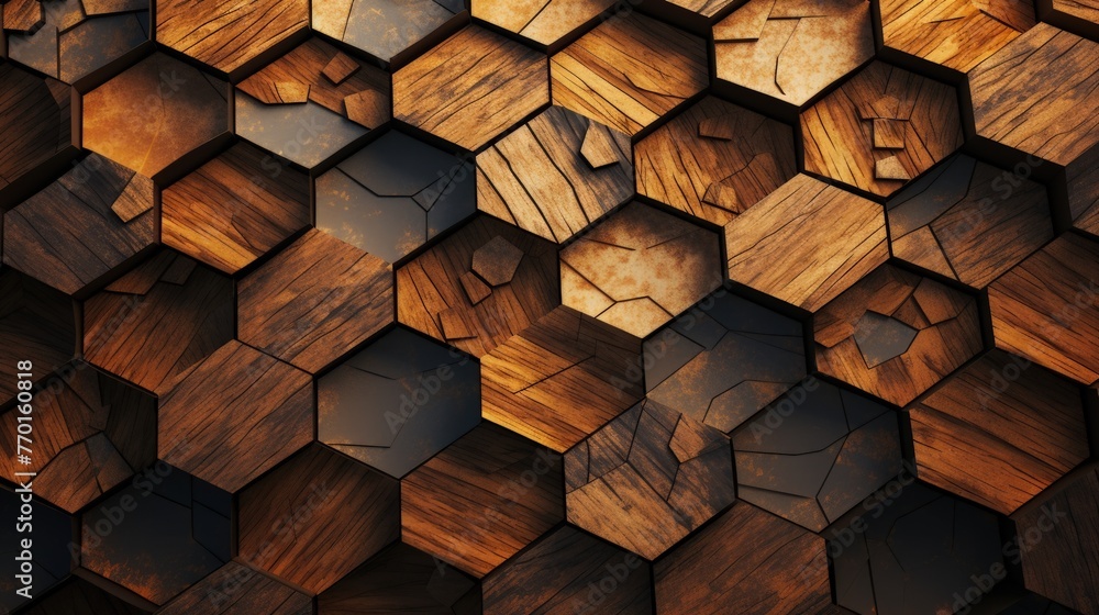 Poster hexagonal honeycomb pattern with intricate details