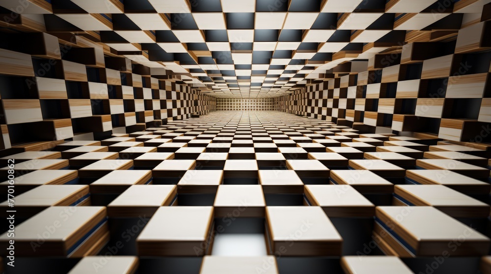 Poster interlocking squares forming a checkered pattern