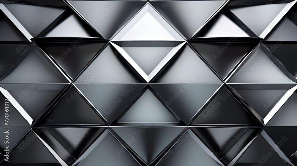 Poster overlapping rhombus shapes with a metallic and reflective surface