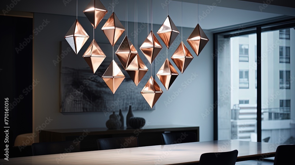 Sticker overlapping rhombus shapes with a metallic shine adding a touch of sophistication and elegance