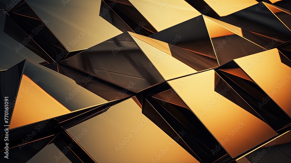 Poster overlapping rhombus shapes with a metallic and reflective surface