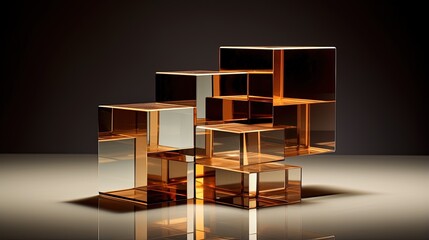 overlapping cubic forms creating a three dimensional illusion with a glossy finish