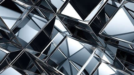 overlapping rhombus shapes with a metallic and reflective surface