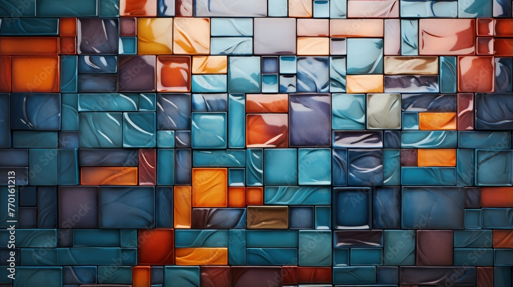 Poster rectangular tiles with a mosaic like design