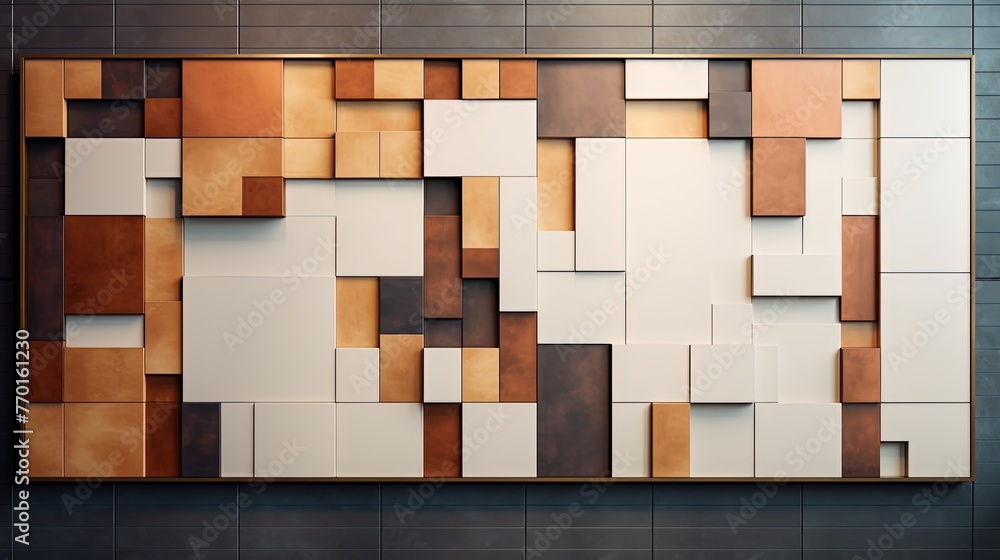 Poster rectangular tiles with a pixelated design