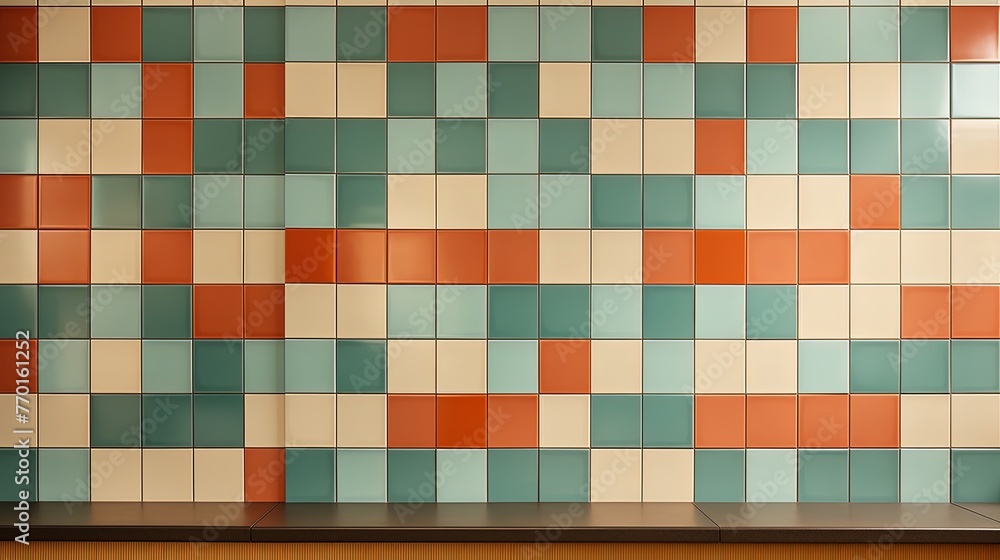 Poster rectangular tiles with a retro inspired design