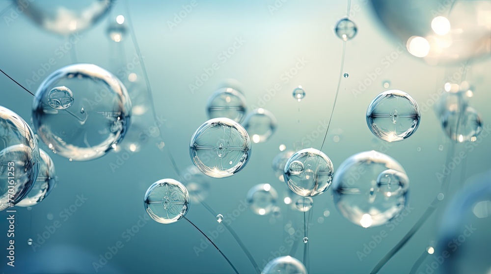 Poster spherical bubbles in a floating and ethereal composition
