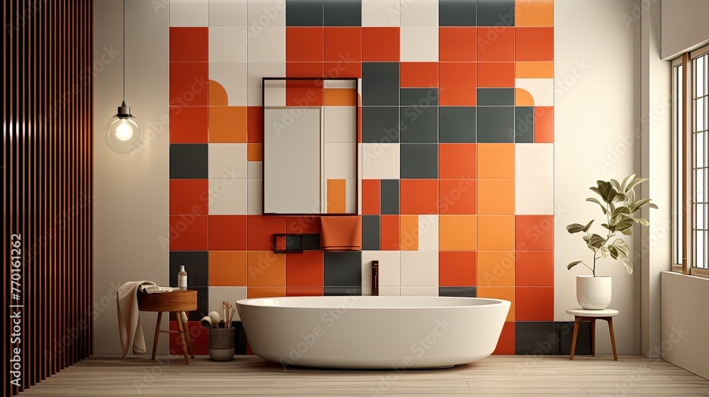 Poster rectangular tiles with a retro inspired design
