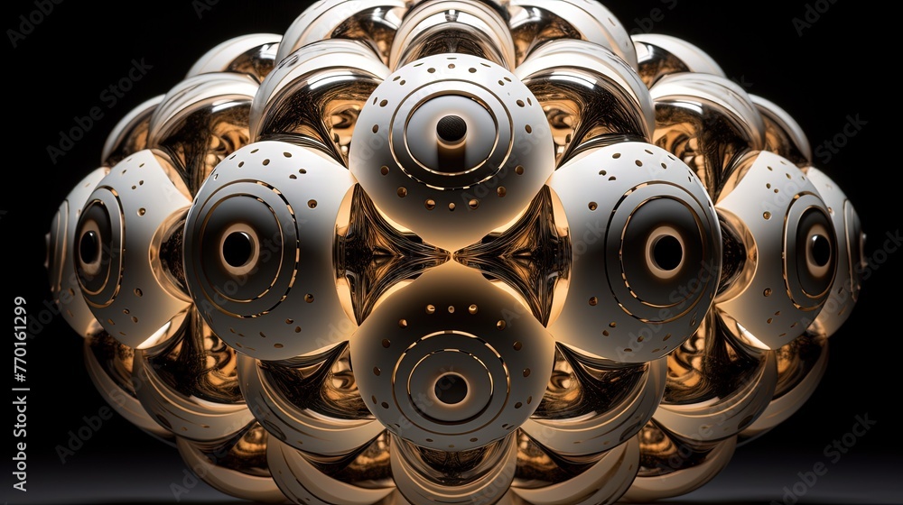 Poster spherical elements arranged in an orderly and symmetrical formation
