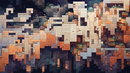 rectangular tiles with a pixel art aesthetic
