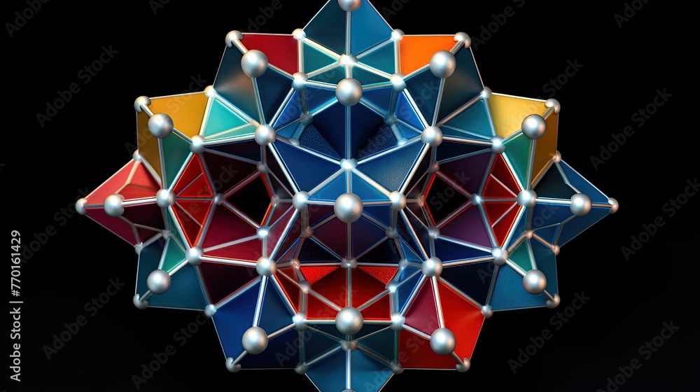 Poster symmetrical arrangement of intersecting irregular polyhedrons