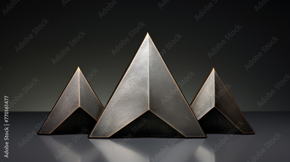 Poster triangular elements with a metallic finish