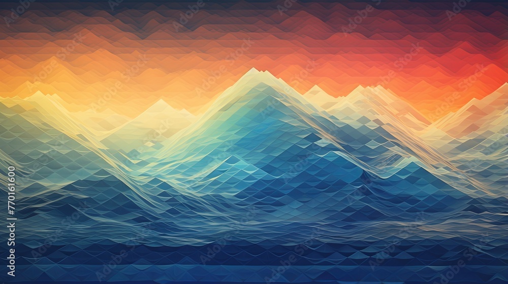 Poster triangular waves with a glitch effect