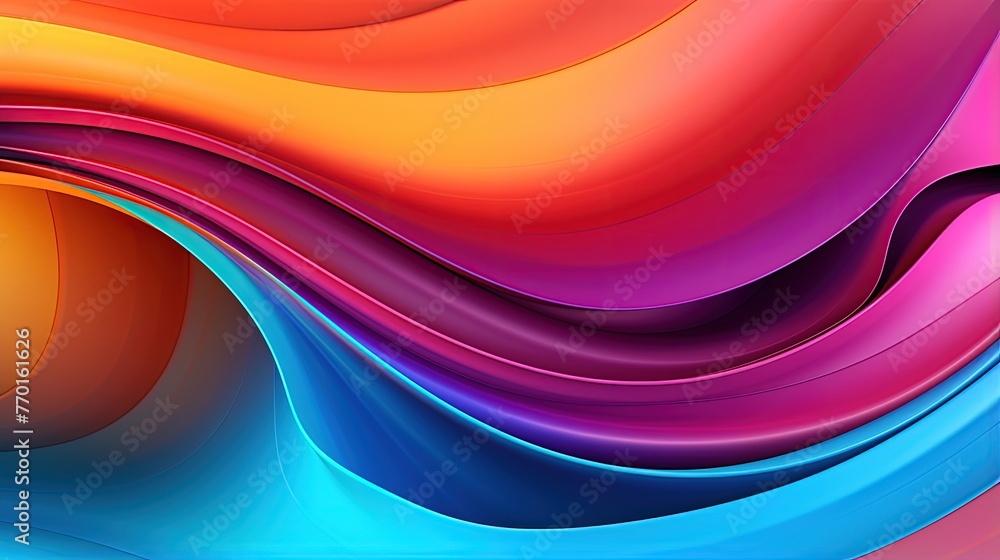 Poster wave like formation of interlocking curves and arcs with vibrant colors and gradient fills