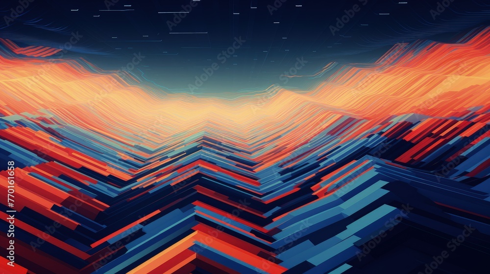 Poster zigzag lines with a glitchy digital effect