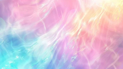 Foto auf Acrylglas Antireflex Pantone 2022 very peri Holographic Unicorn Gradient. Trendy neon pink purple very peri blue teal colors soft blurred background - generative ai