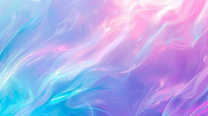 Foto op Plexiglas Pantone 2022 very peri Holographic Unicorn Gradient. Trendy neon pink purple very peri blue teal colors soft blurred background - generative ai