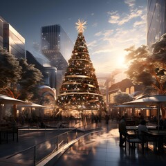 christmas tree in hongkong,china.3d rendering