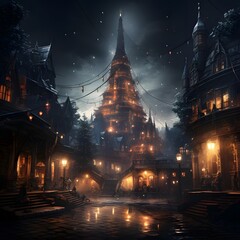 Digital painting of Wat Phra That Doi Suthep, Chiang Mai, Thailand