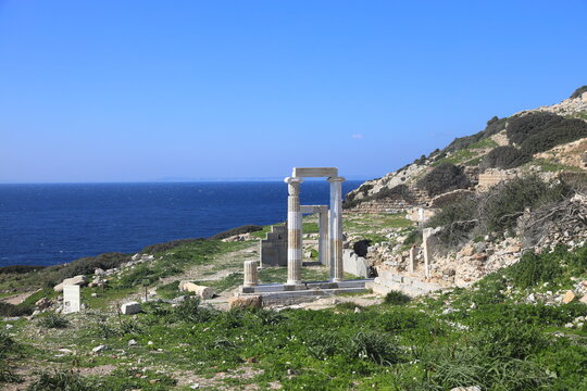 Ancient Ruins in the ancient city of Knidos. Landscape with ancient ruins. Mugla / Datca / Turkey